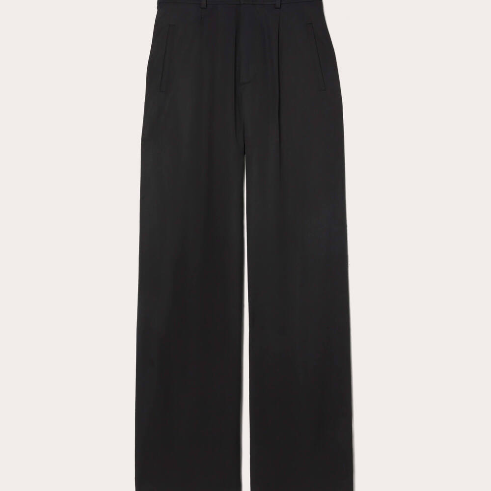 Everlane Women's Draper Wide Leg Pleated Pant in Black, Size 6